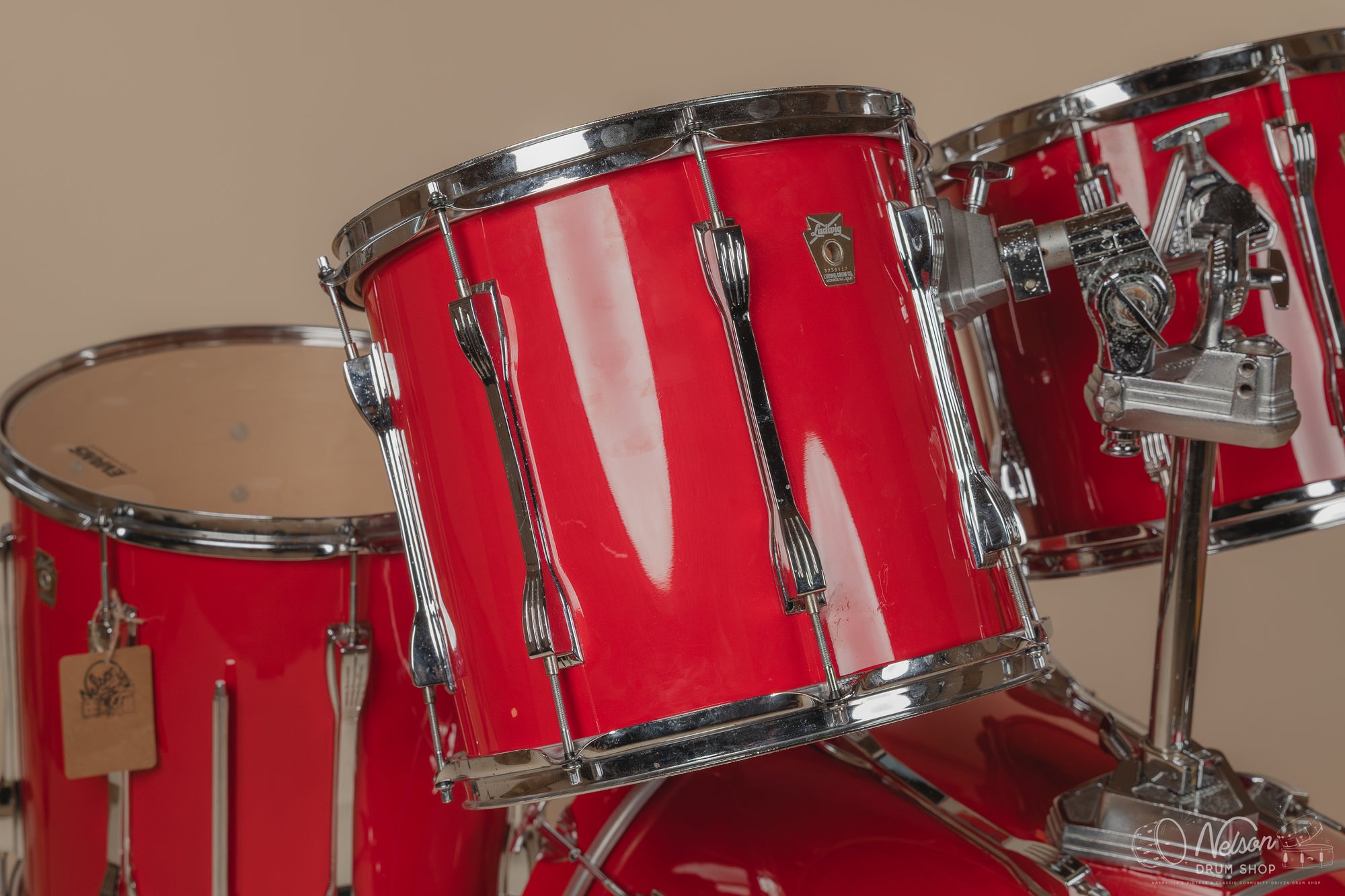 1980s Ludwig Super Classic 4 ply in Red Fury w/ Mach Lugs - 16x22, 11x12, 12x13, 16x16