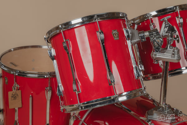 1980s Ludwig Super Classic 4 ply in Red Fury w/ Mach Lugs - 16x22, 11x12, 12x13, 16x16
