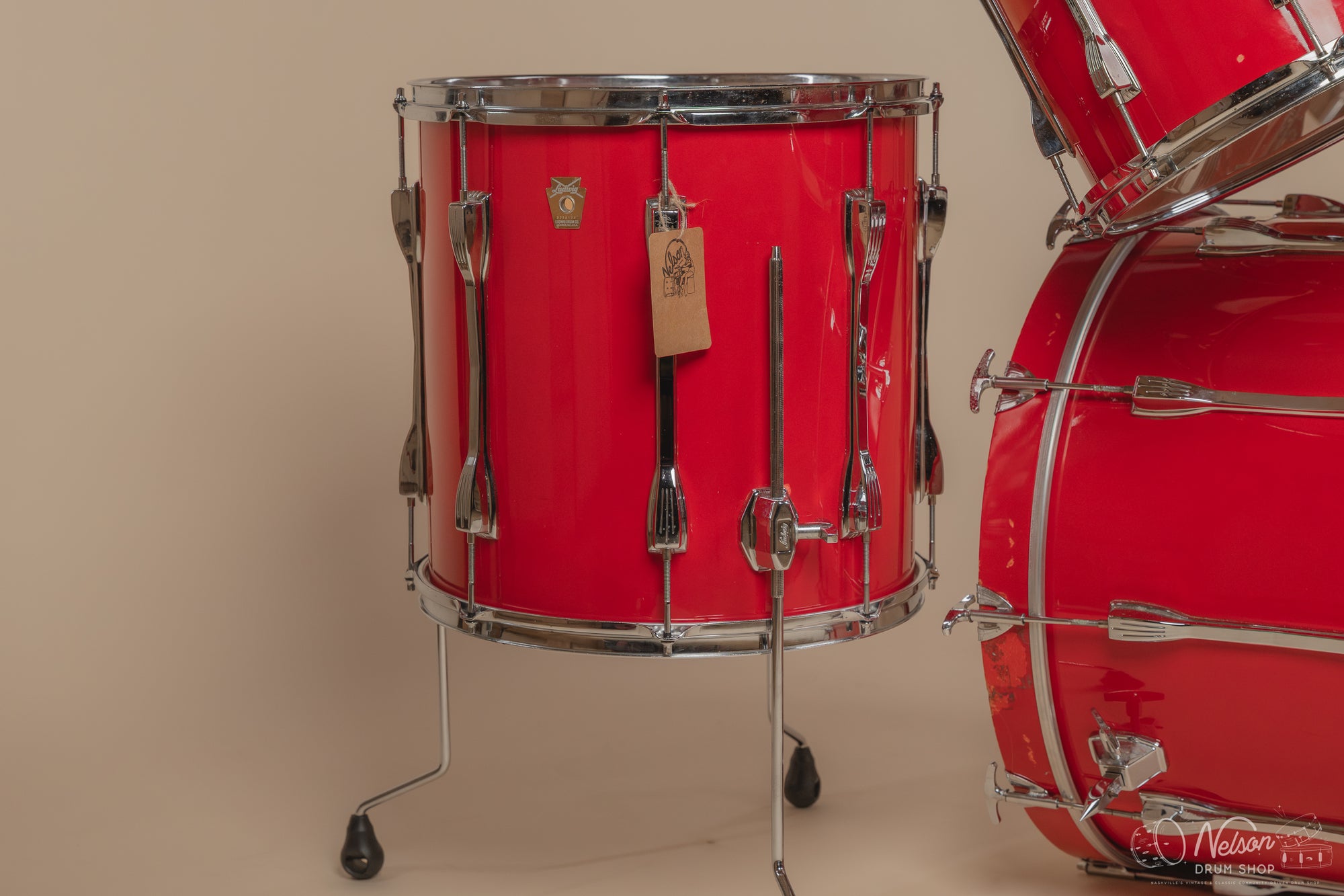 1980s Ludwig Super Classic 4 ply in Red Fury w/ Mach Lugs - 16x22, 11x12, 12x13, 16x16