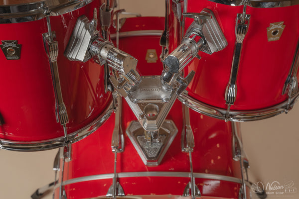 1980s Ludwig Super Classic 4 ply in Red Fury w/ Mach Lugs - 16x22, 11x12, 12x13, 16x16
