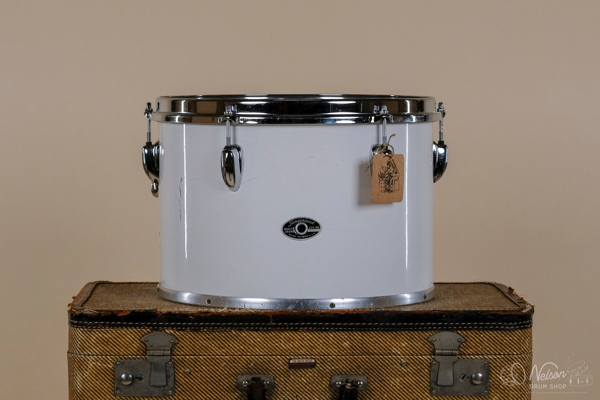 1970s Slingerland 3 ply Concert Tom in White - 9x13