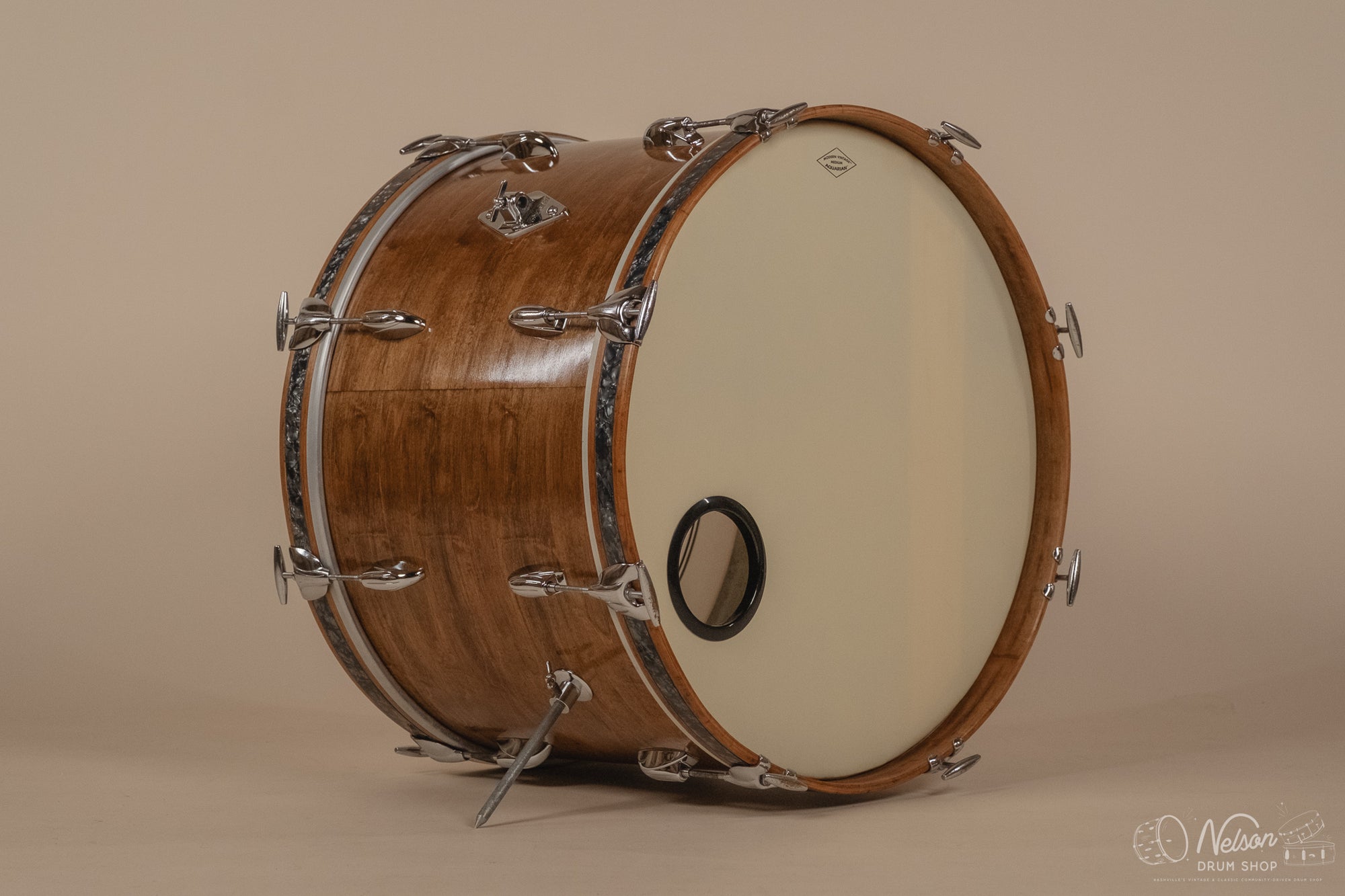 60s Gretsch Round Badge Bass Drum Refinished in Gloss Walnut - 14x22
