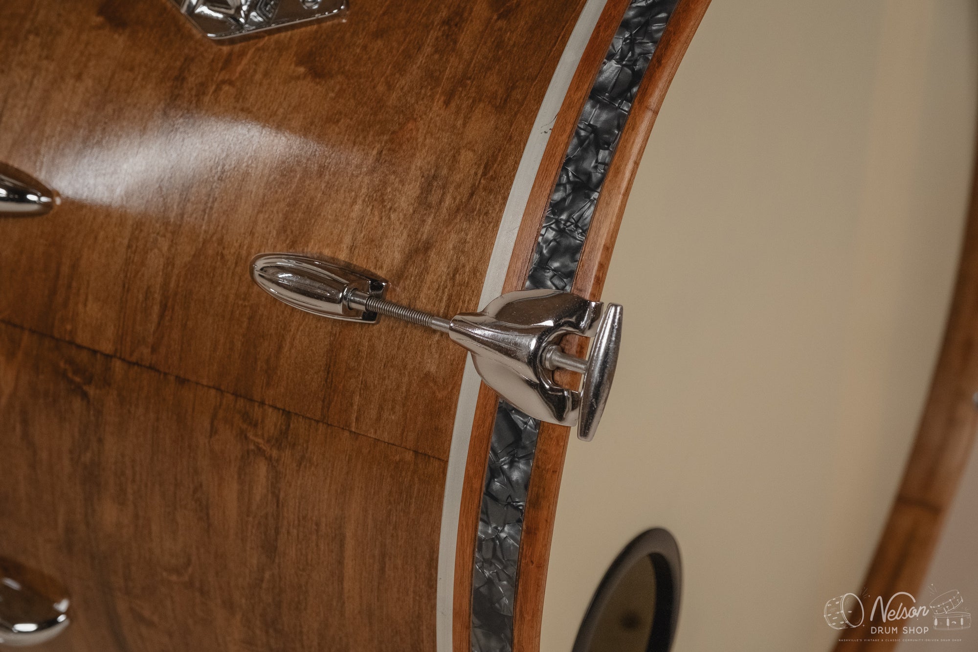 60s Gretsch Round Badge Bass Drum Refinished in Gloss Walnut - 14x22