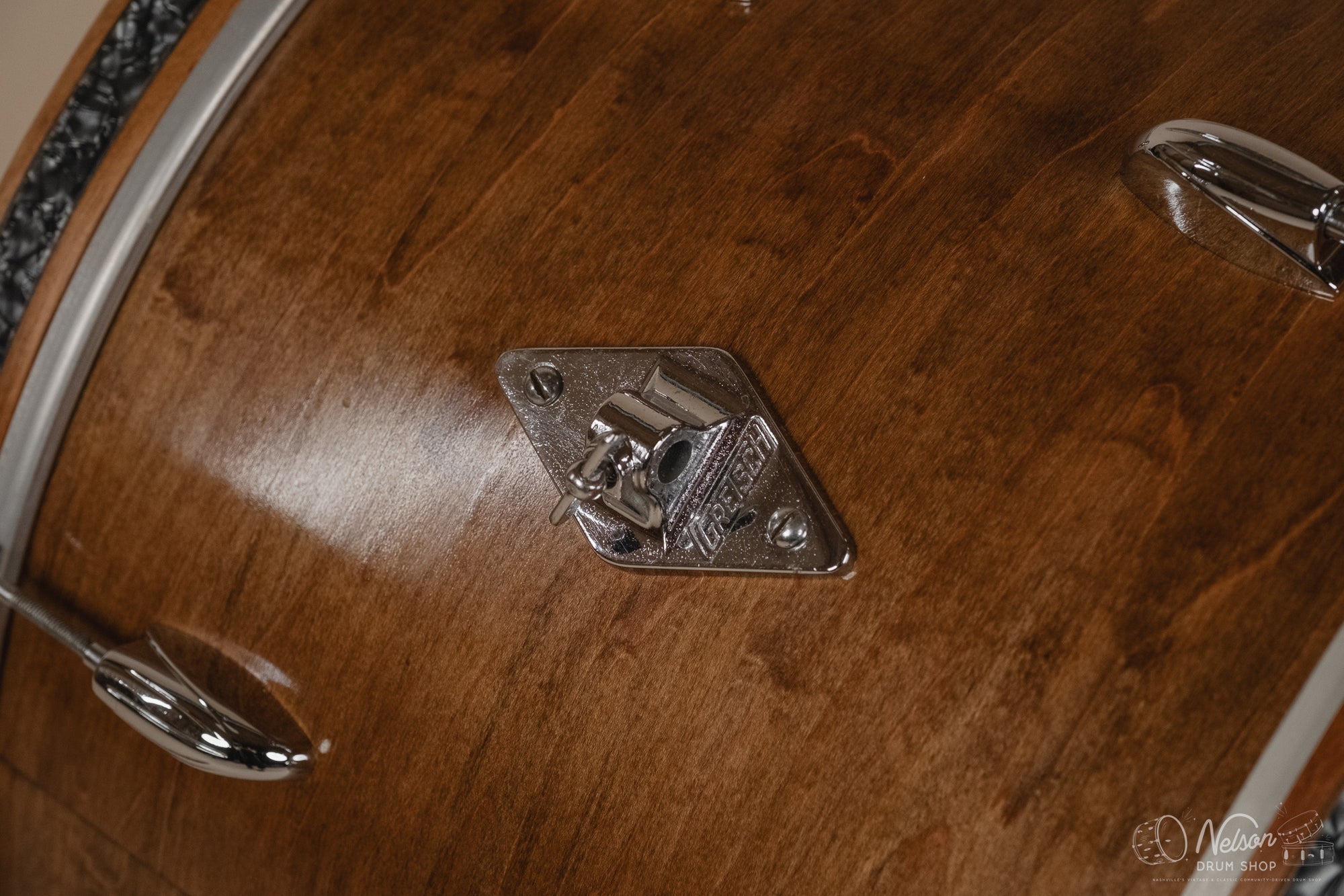 60s Gretsch Round Badge Bass Drum Refinished in Gloss Walnut - 14x22