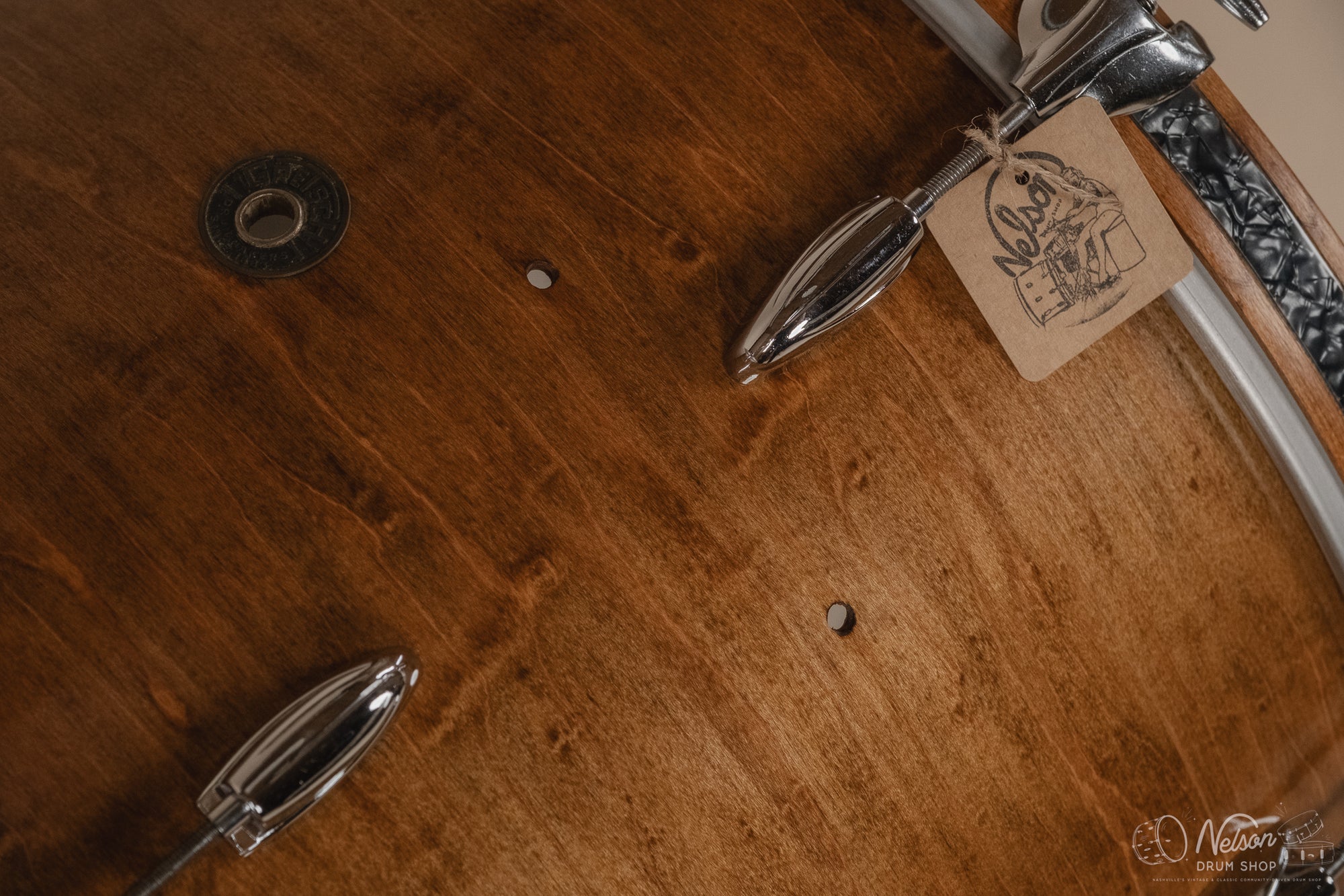 60s Gretsch Round Badge Bass Drum Refinished in Gloss Walnut - 14x22