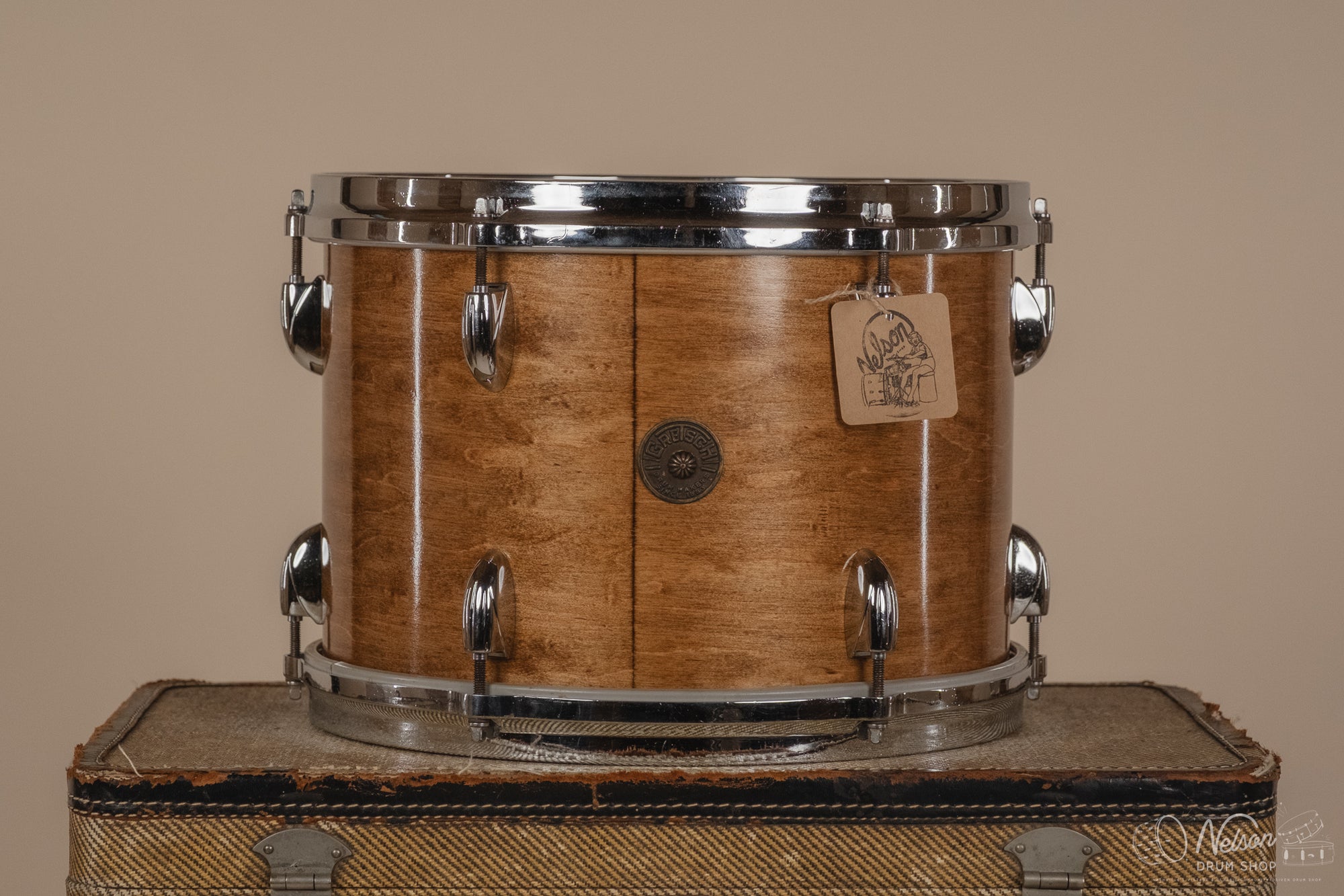 60s Gretsch Round Badge Tom Refinished in Gloss Walnut - 9x13