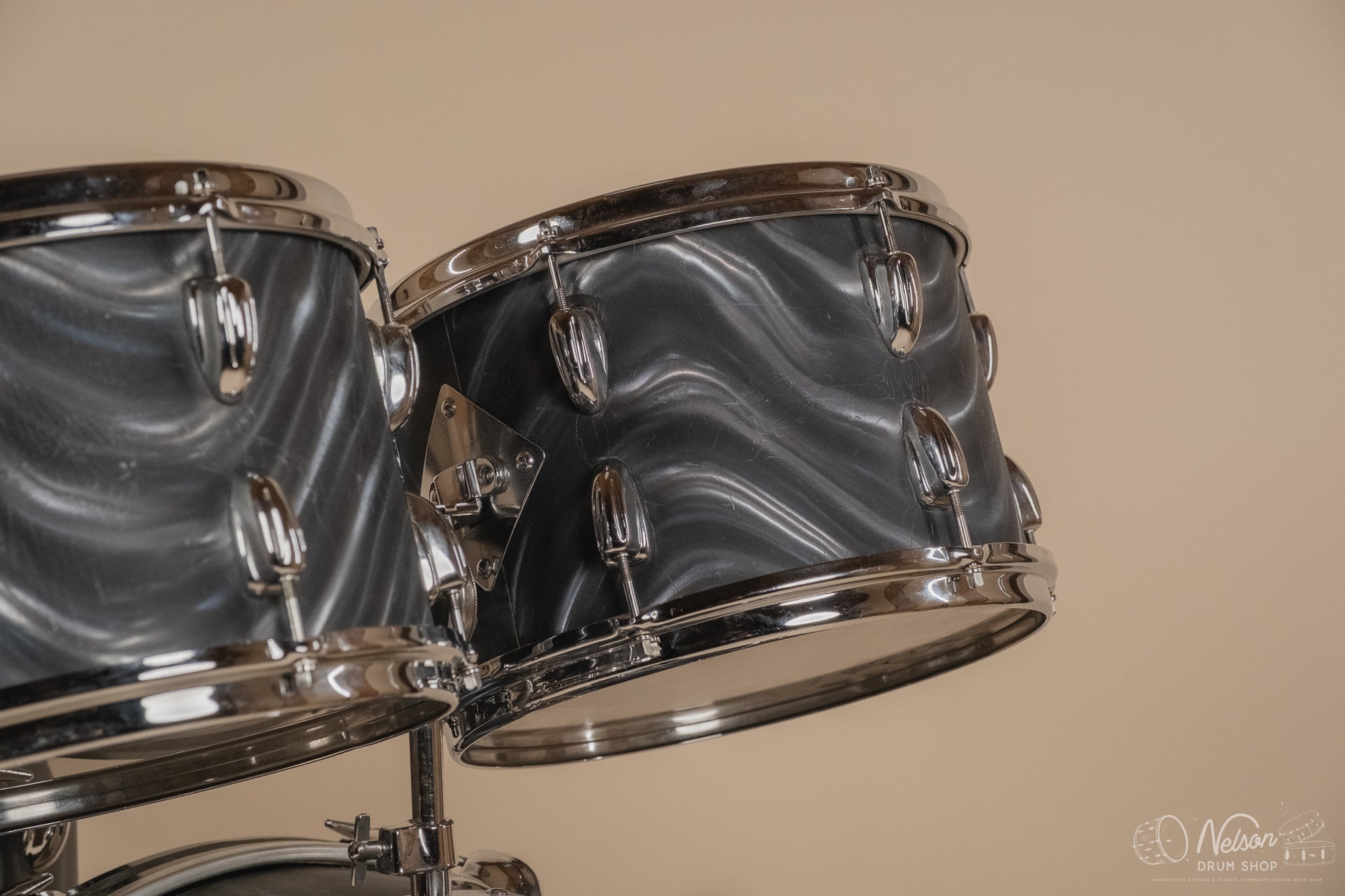 1960s Slingerland 'Modern Solo Outfit' in Charcoal Satin Flame - 14x20, 16x16, 8x12, 8x12