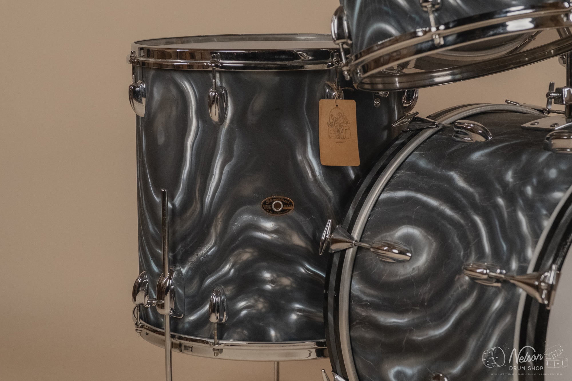 1960s Slingerland 'Modern Solo Outfit' in Charcoal Satin Flame - 14x20, 16x16, 8x12, 8x12