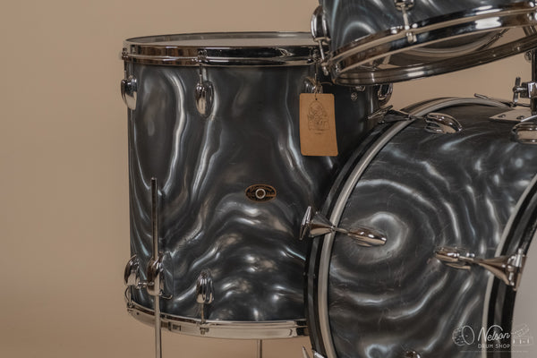 1960s Slingerland 'Modern Solo Outfit' in Charcoal Satin Flame - 14x20, 16x16, 8x12, 8x12