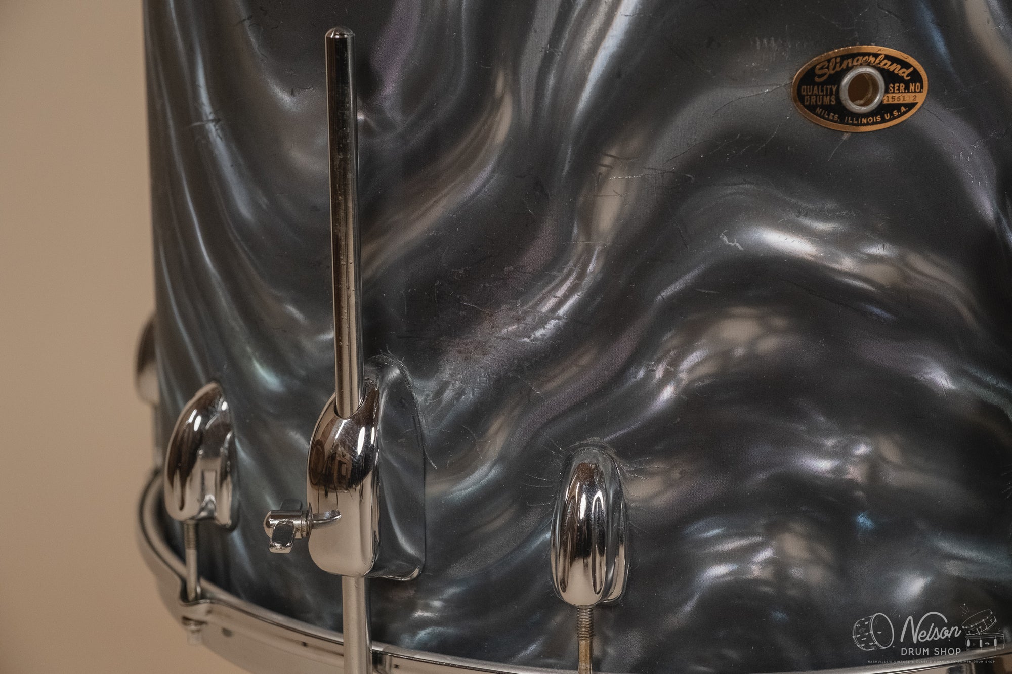 1960s Slingerland 'Modern Solo Outfit' in Charcoal Satin Flame - 14x20, 16x16, 8x12, 8x12