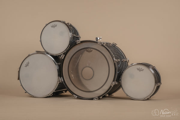 1960s Slingerland 'Modern Solo Outfit' in Charcoal Satin Flame - 14x20, 16x16, 8x12, 8x12