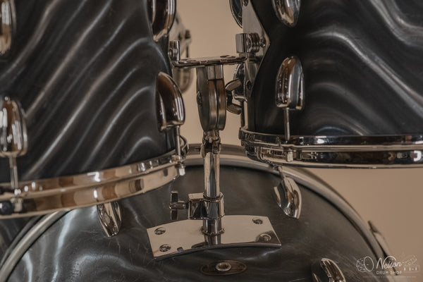 1960s Slingerland 'Modern Solo Outfit' in Charcoal Satin Flame - 14x20, 16x16, 8x12, 8x12