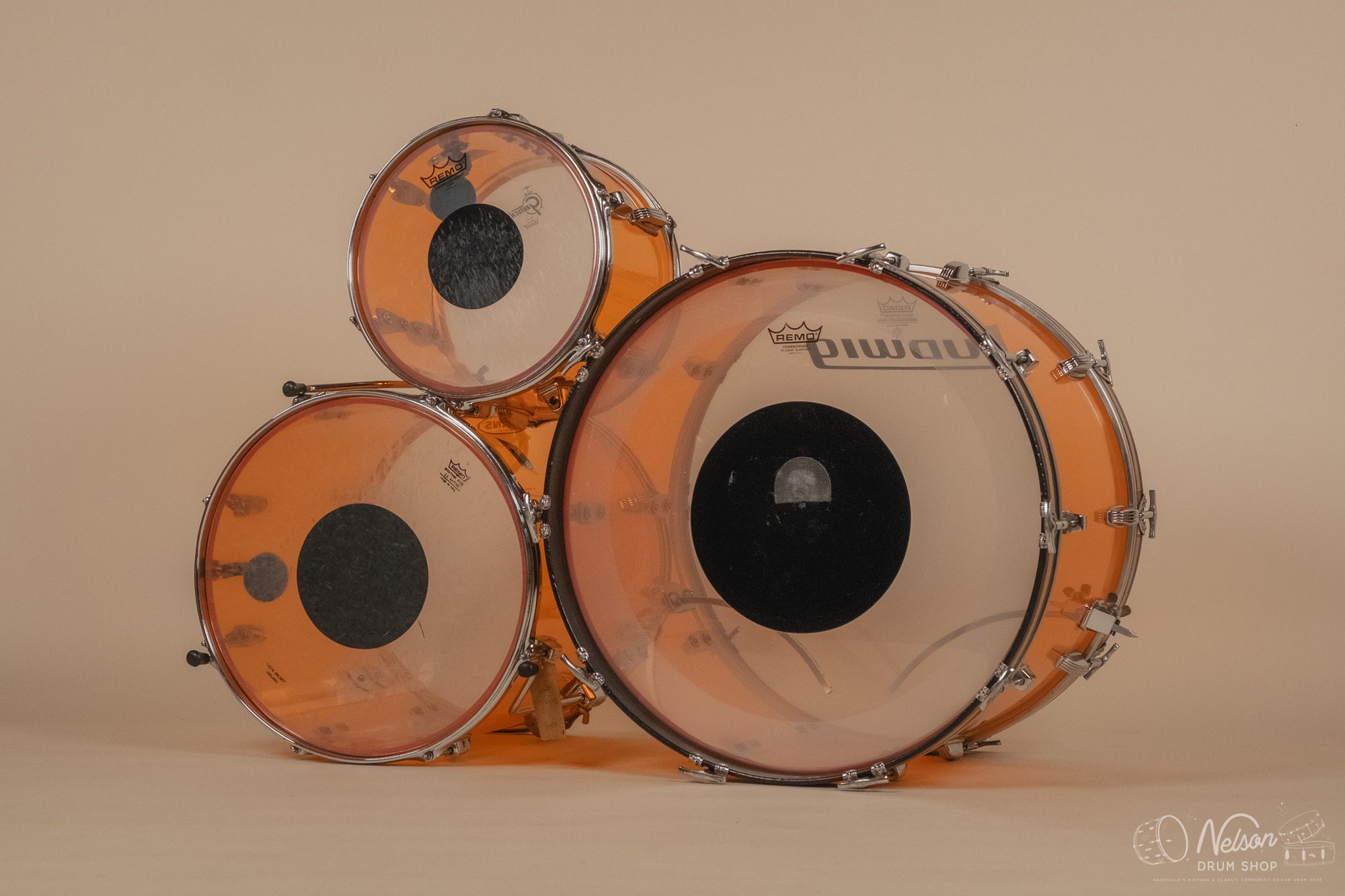 1970s Ludwig Vistalite in Amber - 14x22, 16x16, 8x12