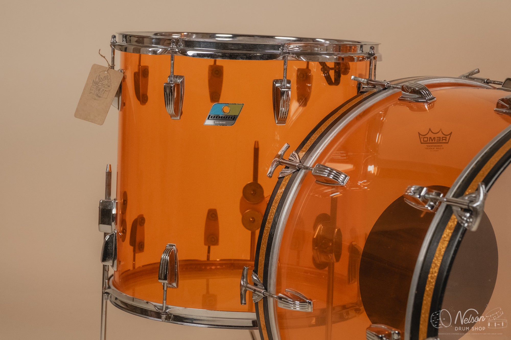 1970s Ludwig Vistalite in Amber - 14x22, 16x16, 8x12