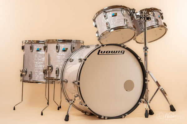 Used Ludwig Classic Maple in White Marine Pearl 14x24, 8x12, 9x13, 14x14, 16x16