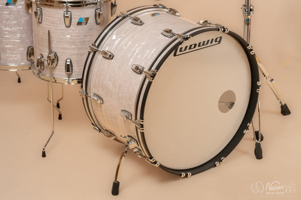 Used Ludwig Classic Maple in White Marine Pearl 14x24, 8x12, 9x13, 14x14, 16x16