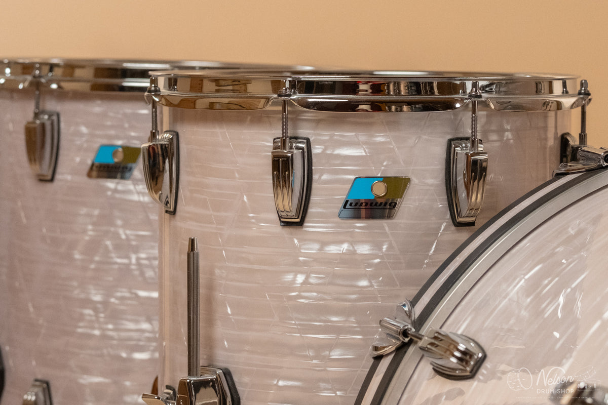 Used Ludwig Classic Maple in White Marine Pearl 14x24, 8x12, 9x13, 14x14, 16x16