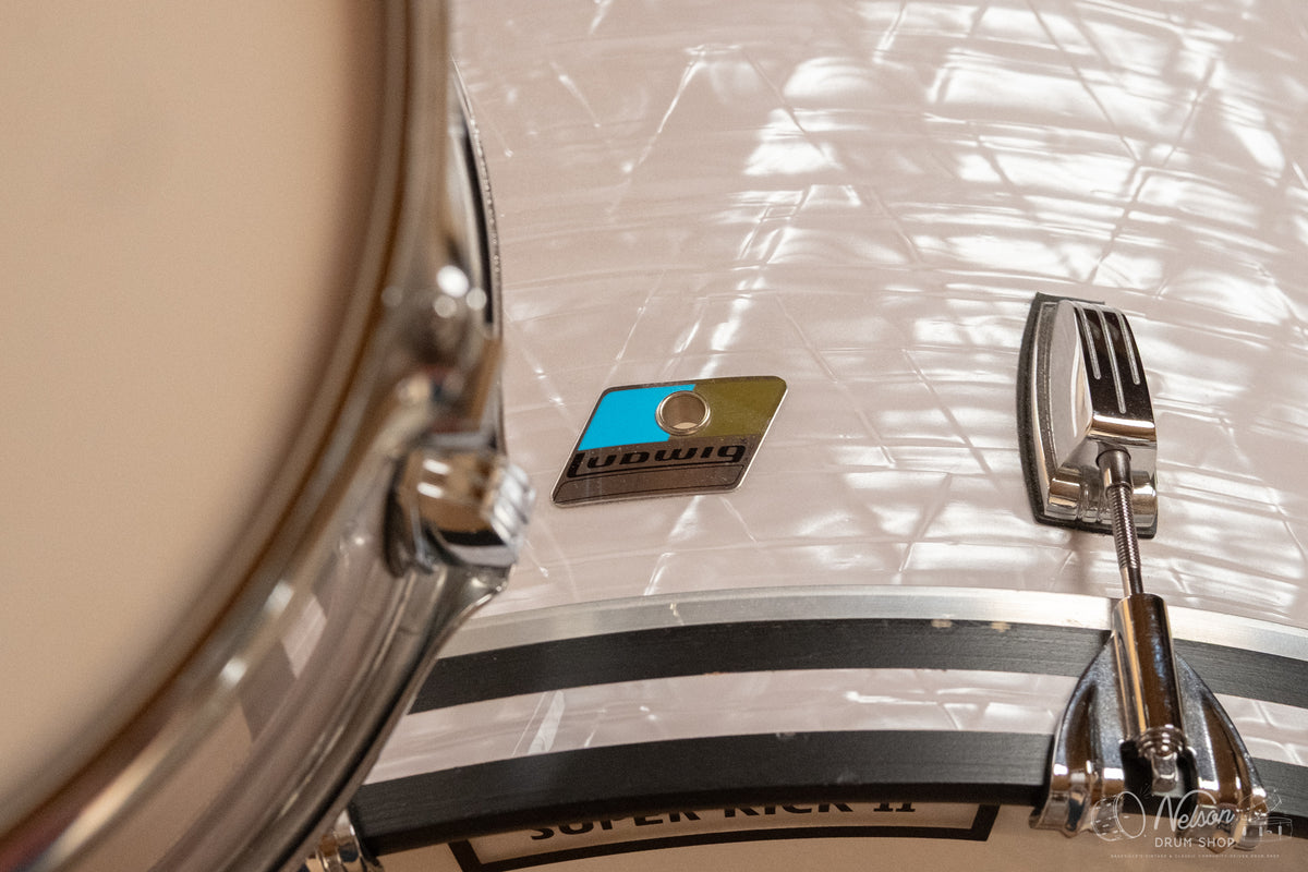 Used Ludwig Classic Maple in White Marine Pearl 14x24, 8x12, 9x13, 14x14, 16x16