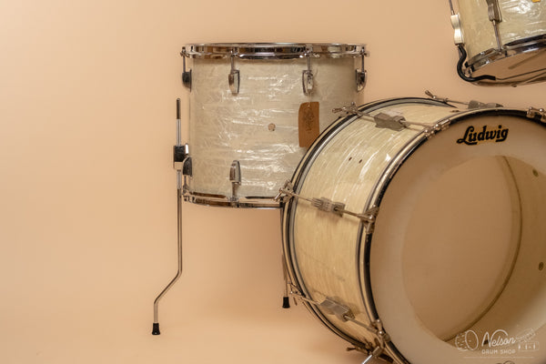 1960s Ludwig 'Club Date' in White Marine Pearl - 14x20, 8x12, 12x15
