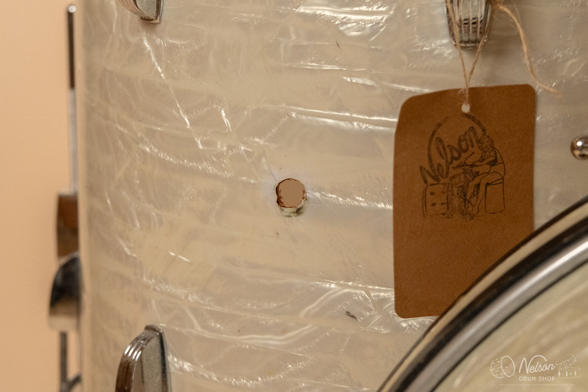 1960s Ludwig 'Club Date' in White Marine Pearl - 14x20, 8x12, 12x15