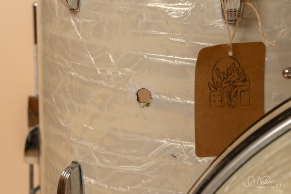 1960s Ludwig 'Club Date' in White Marine Pearl - 14x20, 8x12, 12x15