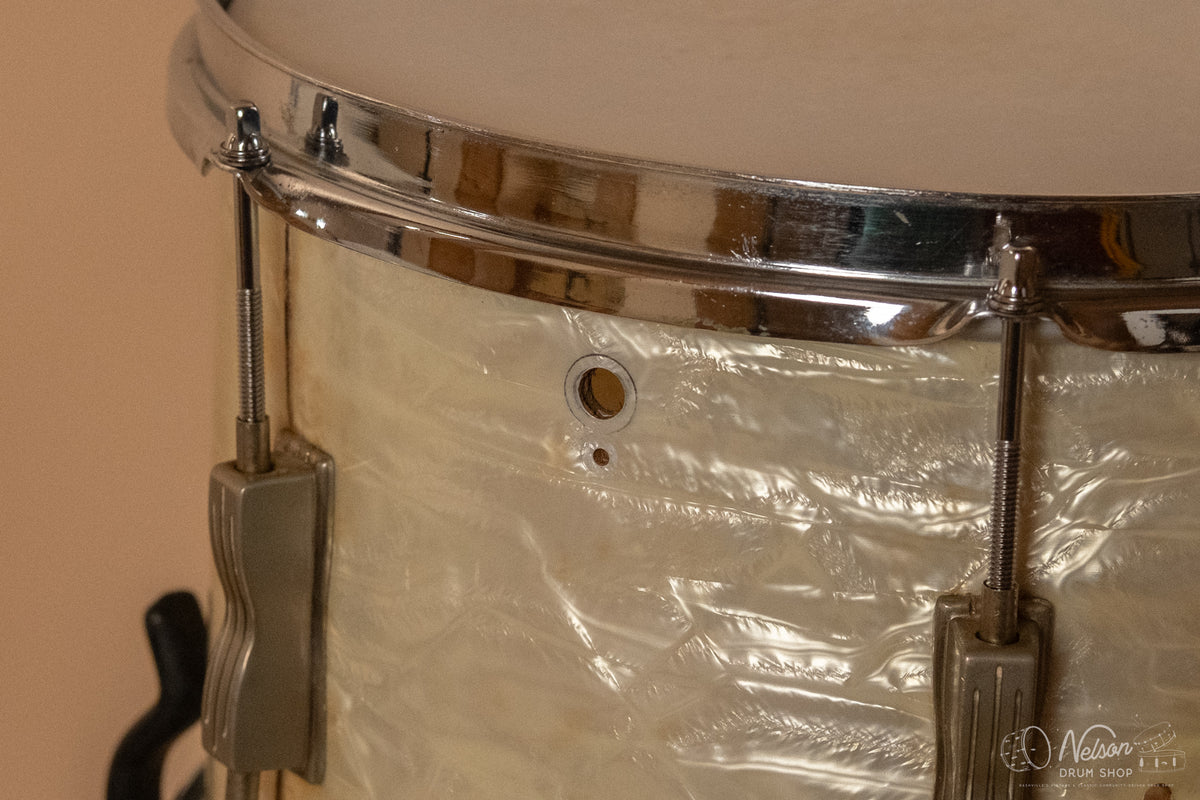 1960s Ludwig 'Club Date' in White Marine Pearl - 14x20, 8x12, 12x15
