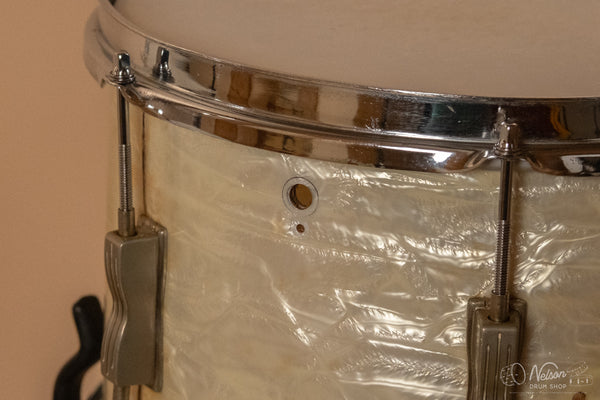 1960s Ludwig 'Club Date' in White Marine Pearl - 14x20, 8x12, 12x15