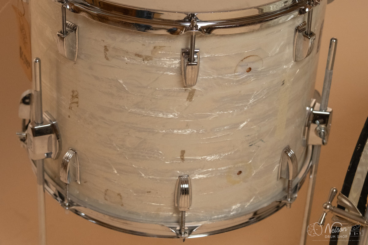 1960s Ludwig 'Club Date' in White Marine Pearl - 14x20, 8x12, 12x15