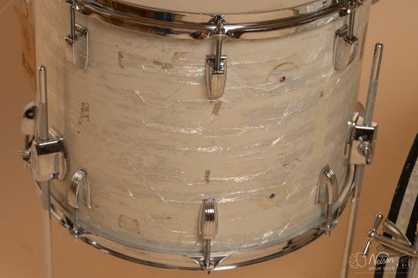 1960s Ludwig 'Club Date' in White Marine Pearl - 14x20, 8x12, 12x15