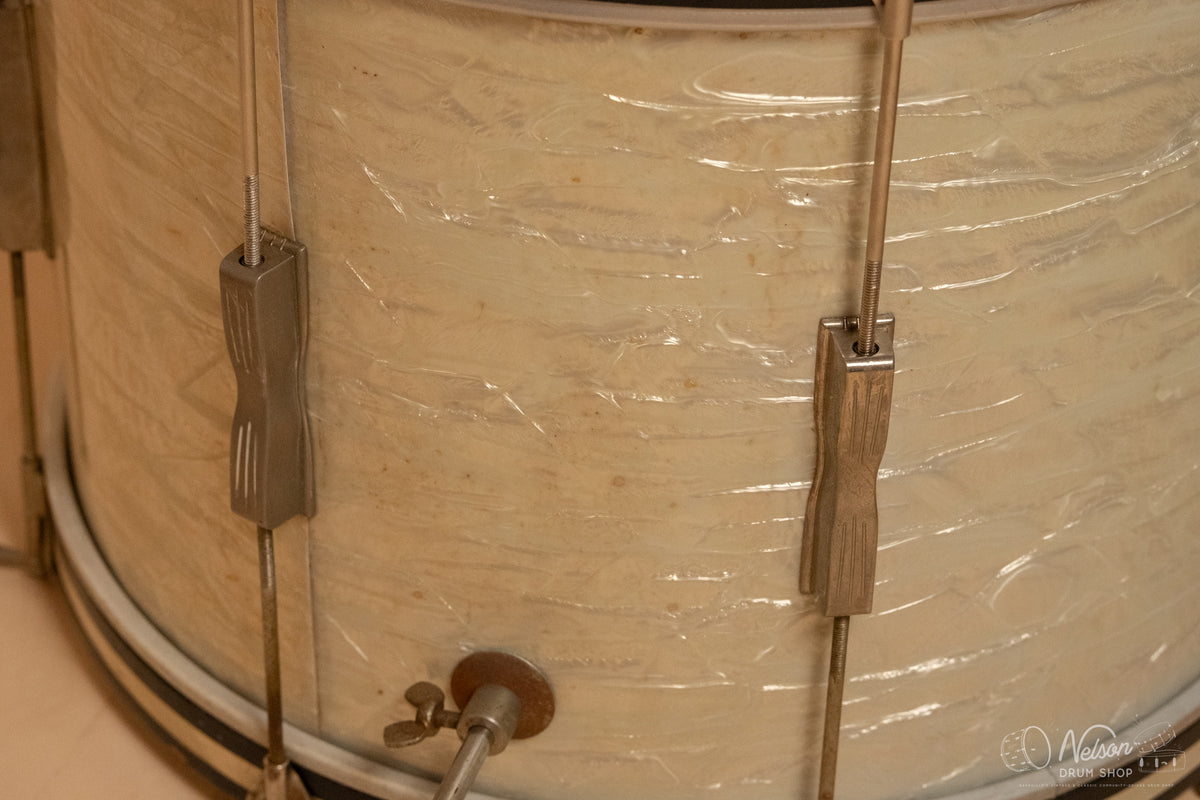 1960s Ludwig 'Club Date' in White Marine Pearl - 14x20, 8x12, 12x15