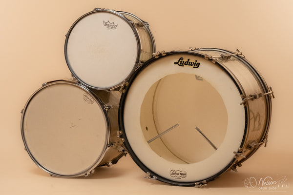 1960s Ludwig 'Club Date' in White Marine Pearl - 14x20, 8x12, 12x15