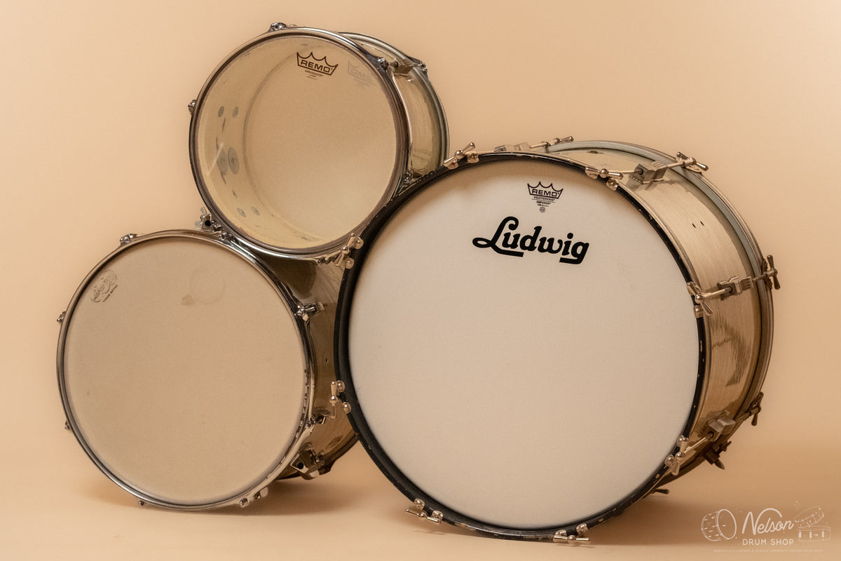 1960s Ludwig 'Club Date' in White Marine Pearl - 14x20, 8x12, 12x15
