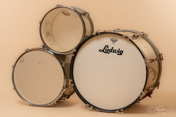 1960s Ludwig 'Club Date' in White Marine Pearl - 14x20, 8x12, 12x15
