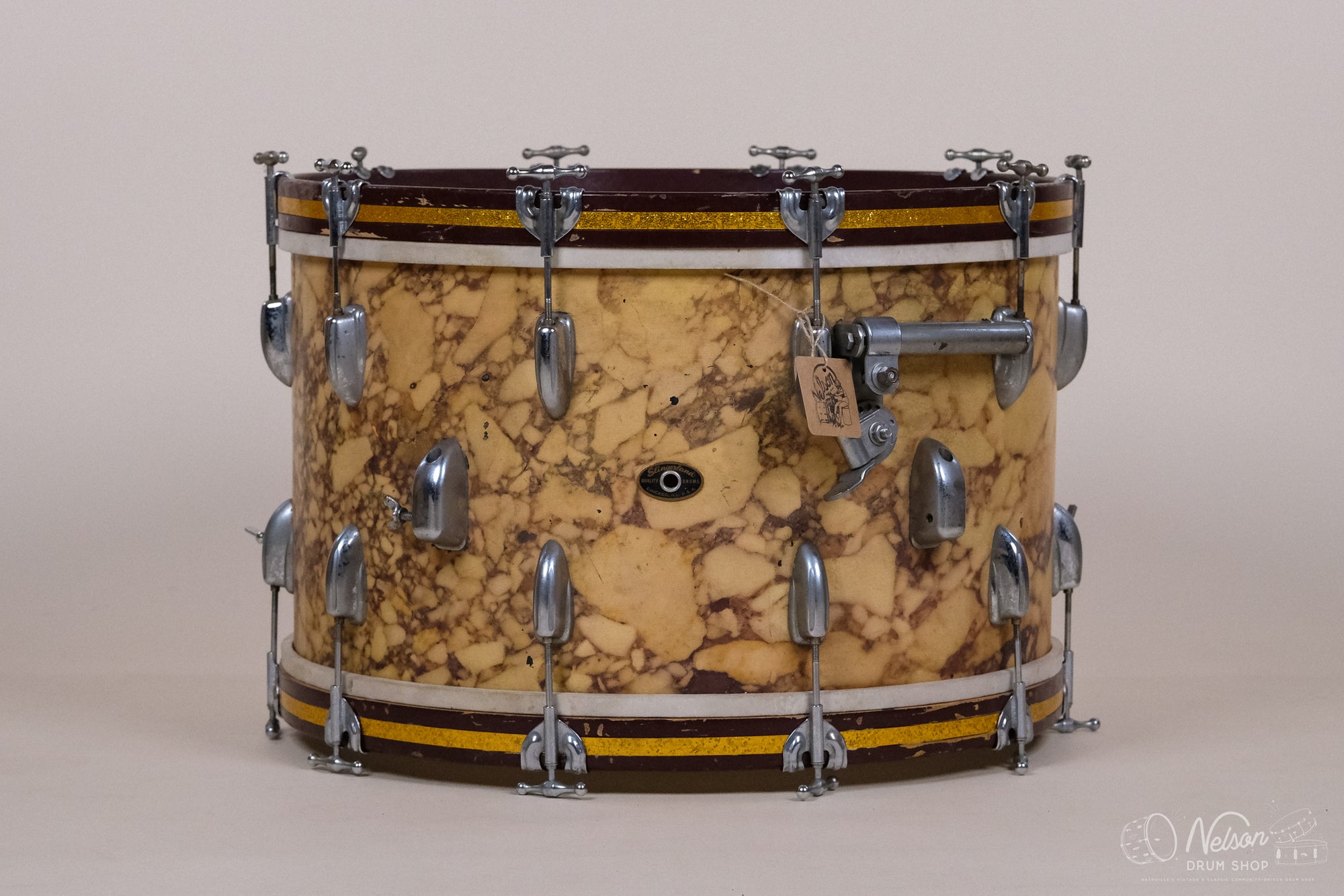 1950s Slingerland Bass Drum in Marble Lacquer - 14x22