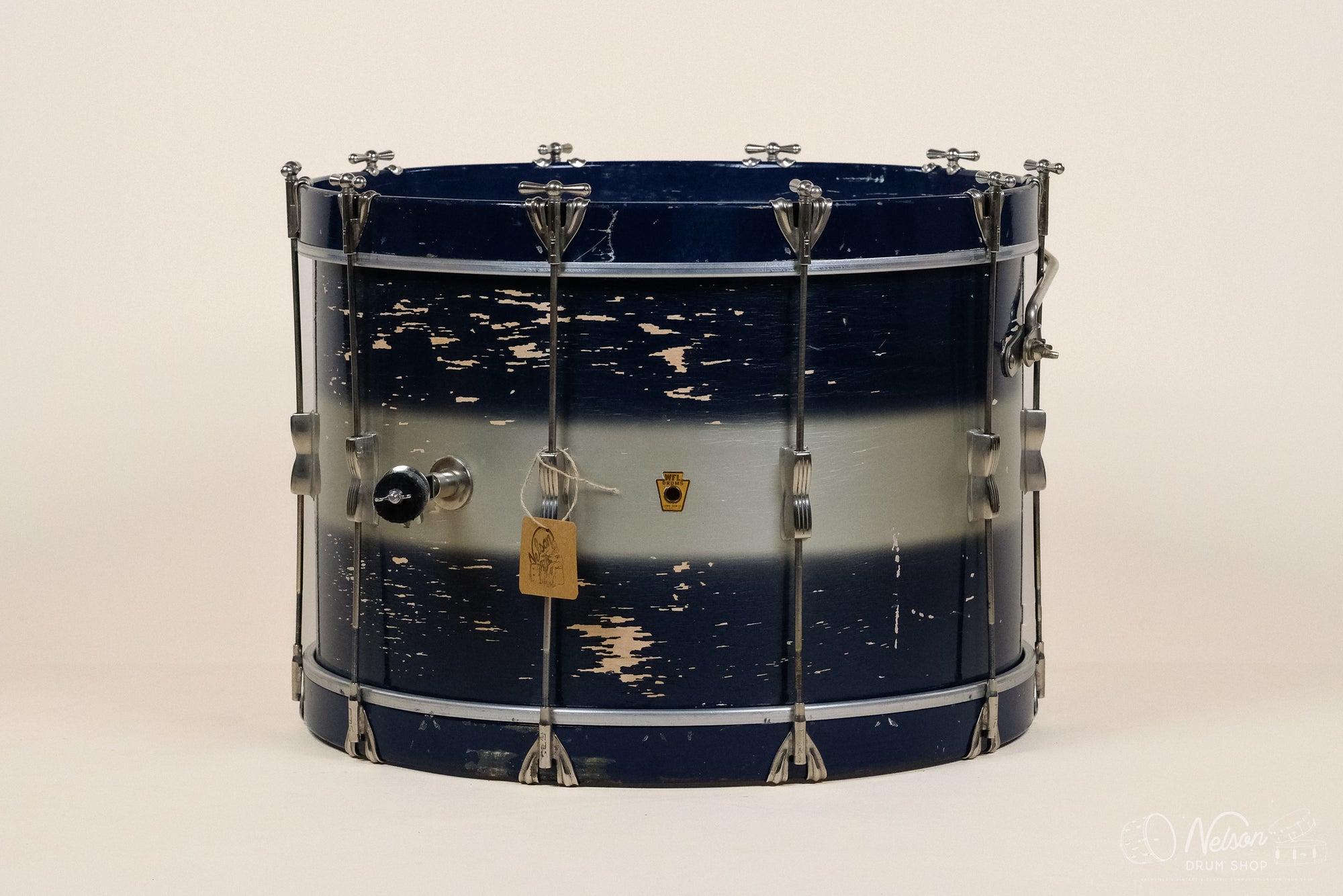 1950s WFL Single-Tension Bass Drum in Blue & Silver Duco - 14x22