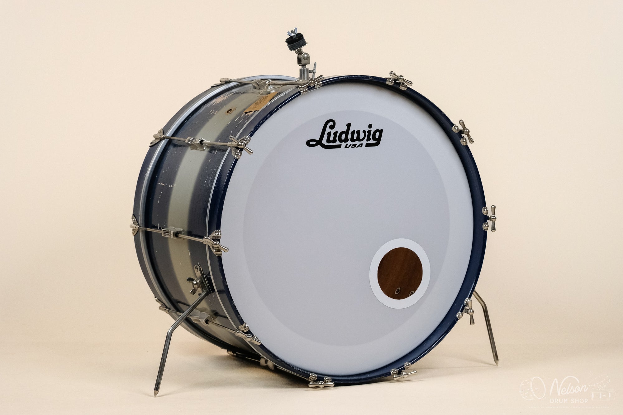 1950s WFL Single-Tension Bass Drum in Blue & Silver Duco - 14x22
