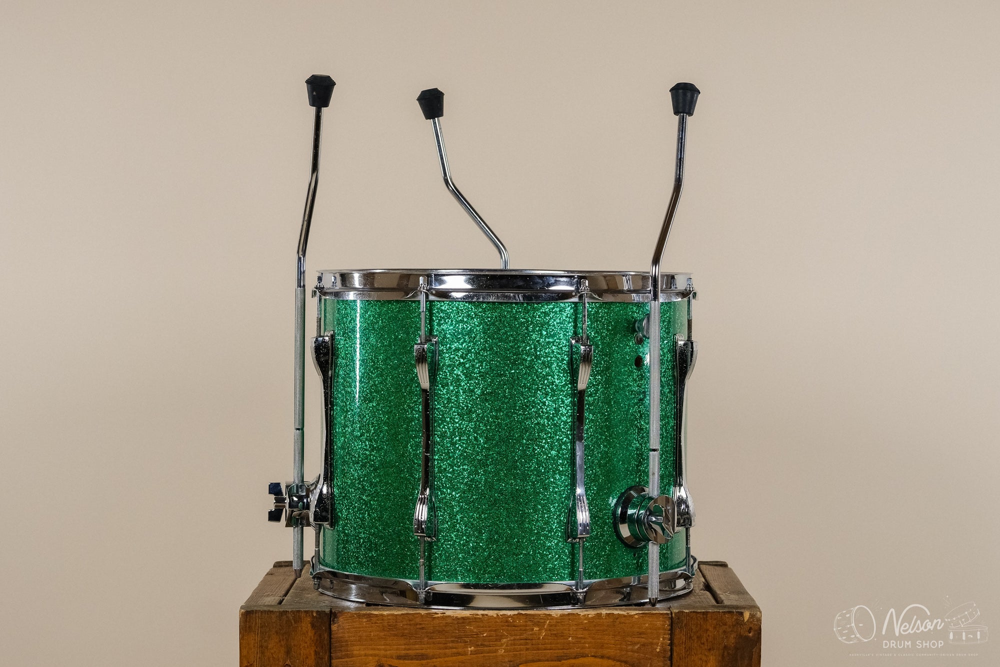 Used Ludwig Converted Marcher Floor Tom in Green Sparkle - 12x15