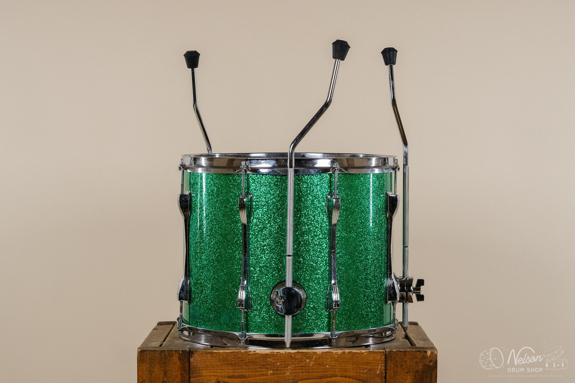 Used Ludwig Converted Marcher Floor Tom in Green Sparkle - 12x15