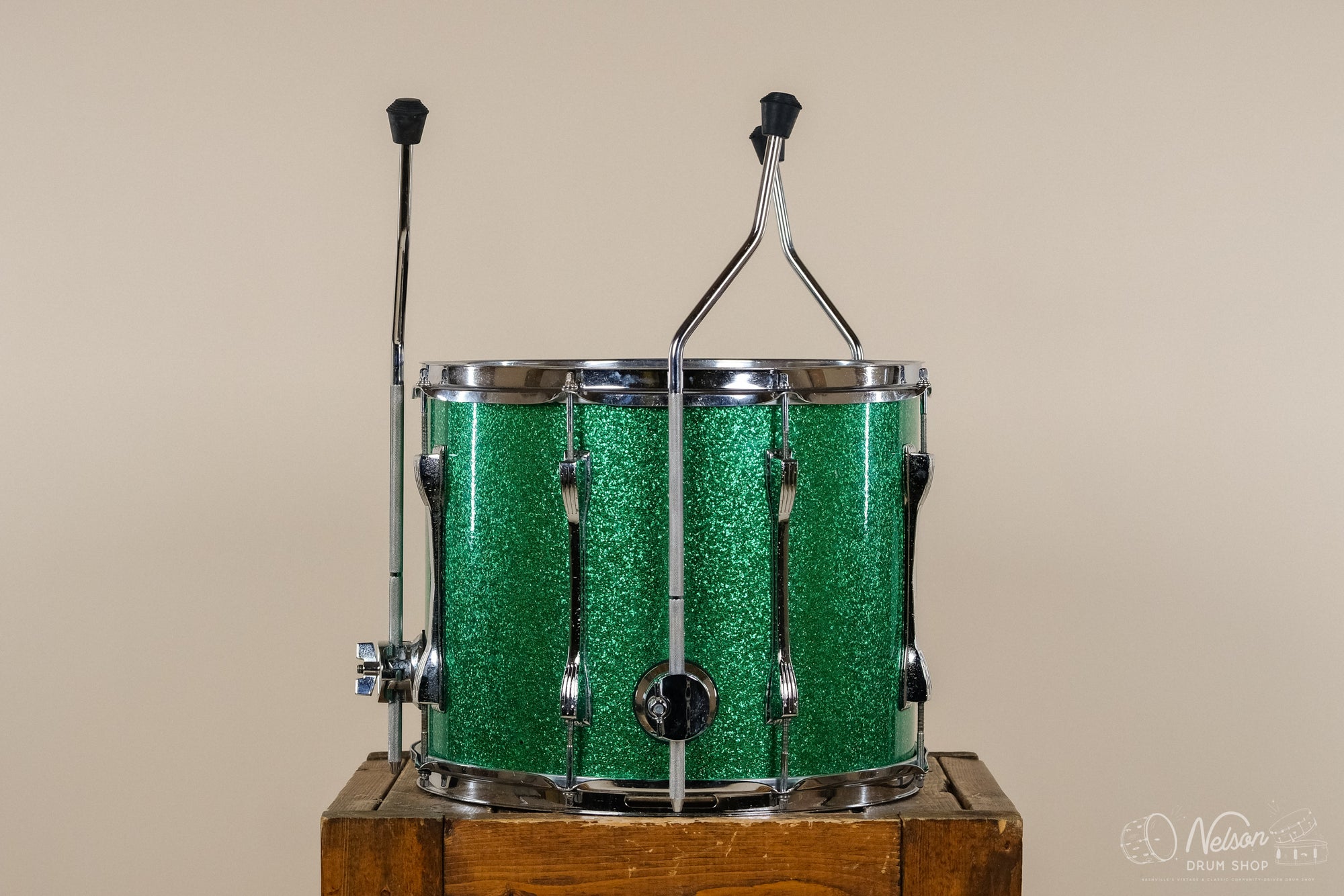 Used Ludwig Converted Marcher Floor Tom in Green Sparkle - 12x15