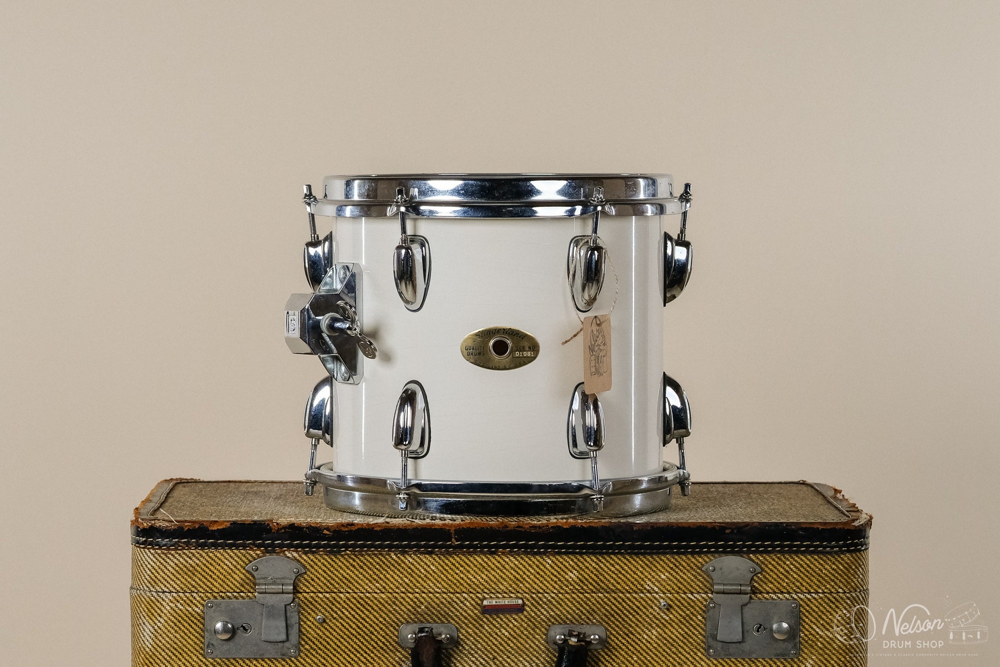 1990s Ridgeland Slingerland Rack Tom in White Lacquer - 9x10