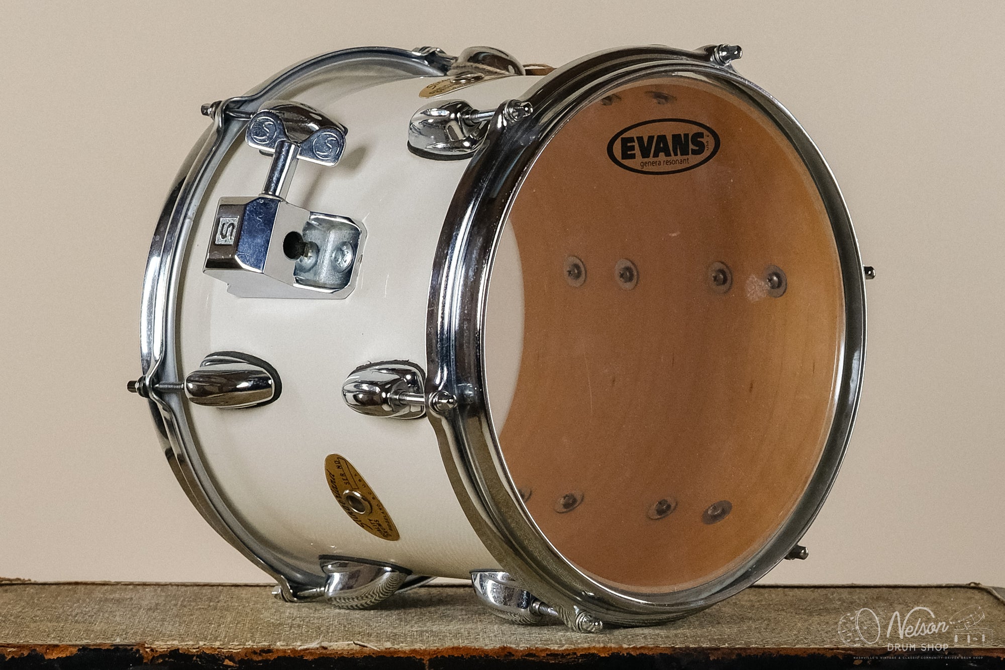 1990s Ridgeland Slingerland Rack Tom in White Lacquer - 9x10