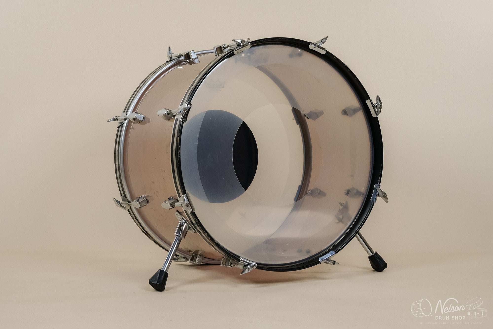 1970s Fibes Crystalite Bass Drum in Smoke - 14x22