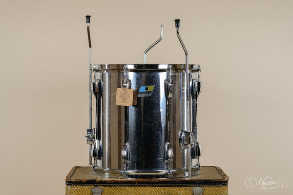 1970s Ludwig Chrome Over White Vistalite Mach Lug Floor Tom - 14x14