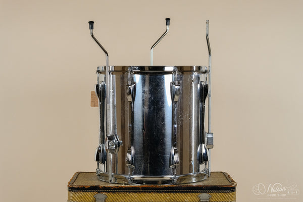 1970s Ludwig Chrome Over White Vistalite Mach Lug Floor Tom - 14x14