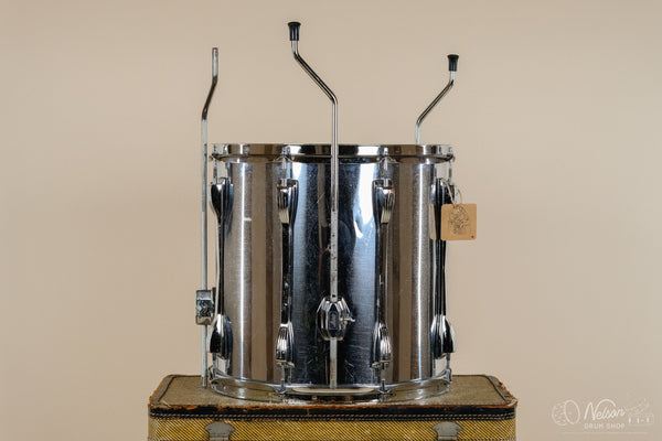 1970s Ludwig Chrome Over White Vistalite Mach Lug Floor Tom - 14x14