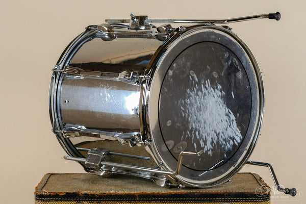 1970s Ludwig Chrome Over White Vistalite Mach Lug Floor Tom - 14x14