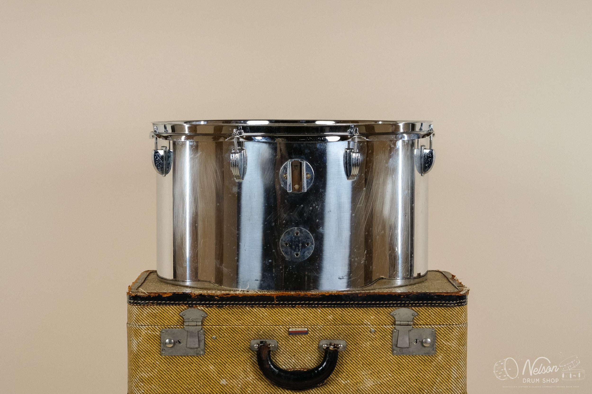 1970s Ludwig Stainless Steel Concert Tom - 10x18 – Nelson Drum Shop