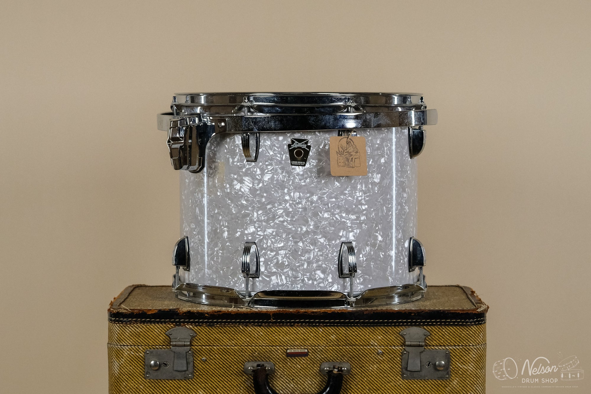 Used Ludwig Classic Maple Rack Tom in White Marine Pearl - 10x14