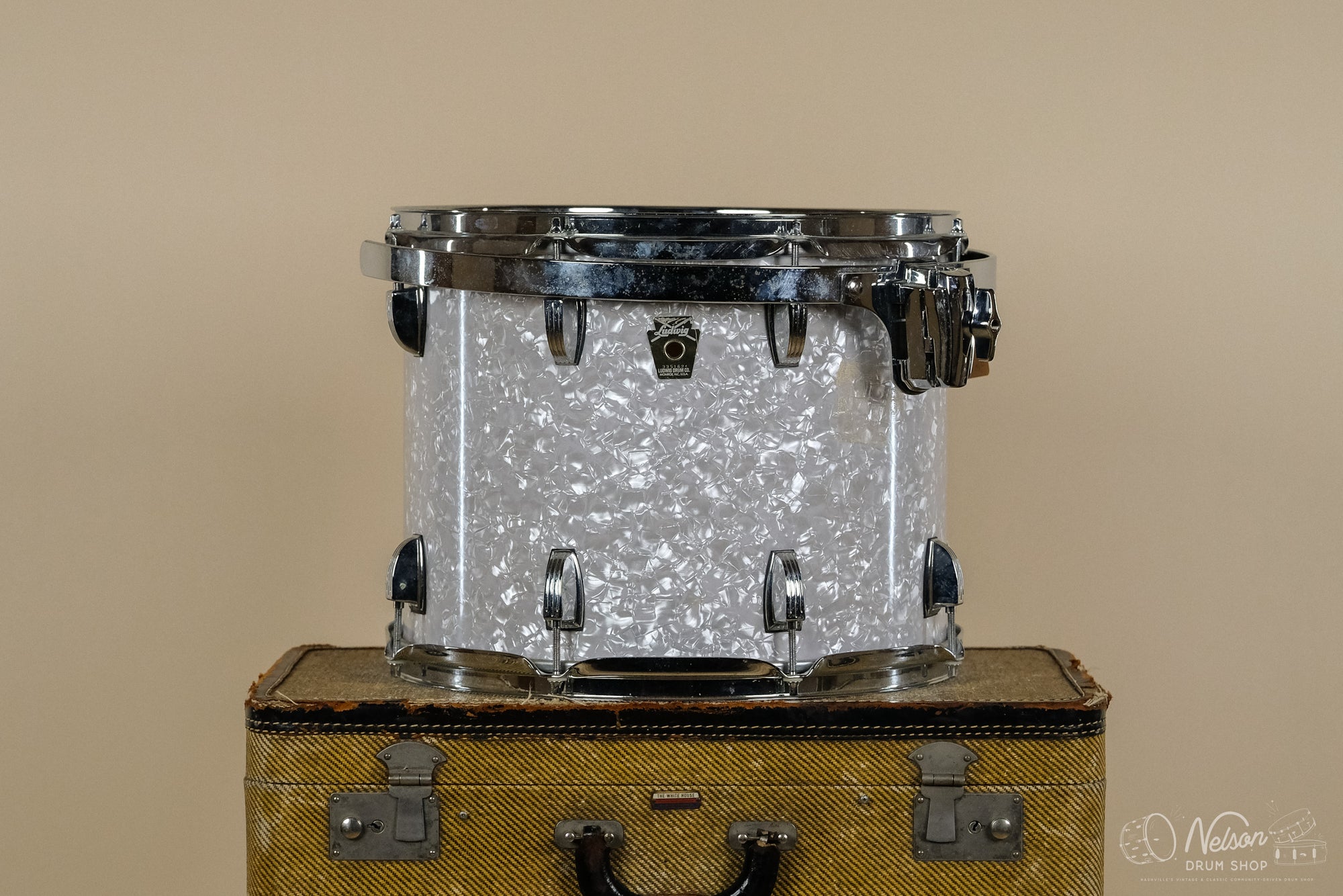 Used Ludwig Classic Maple Rack Tom in White Marine Pearl - 10x14