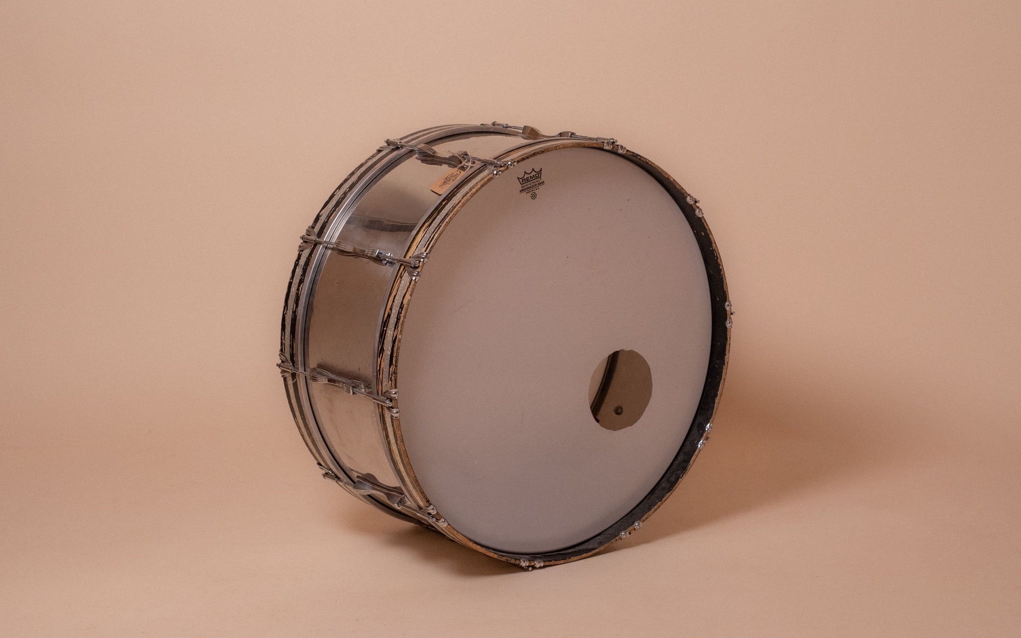 1970's Ludwig 'Scotch' Stainless Steel Marching Bass Drum - 10x26